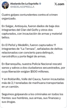 Golpes al crimen organizado dejaron dos muertos, 11 capturados y más de 2,1 toneladas de marihuana incautadas
