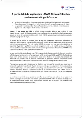 LATAM restablece conexión aérea entre Colombia y Venezuela después del terremoto