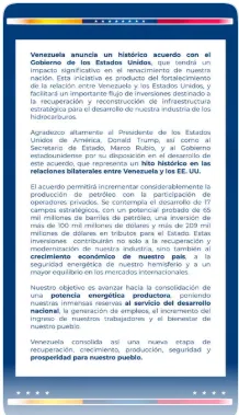 Acuerdo petrolero entre Venezuela y Estados Unidos contempla millonarias inversiones