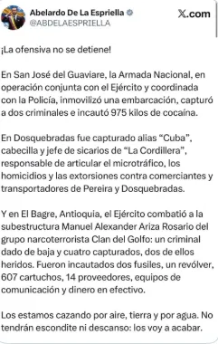 Gobierno reportó nuevos golpes contra estructuras delictivas en distintas regiones del país