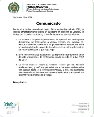 Policía está realizando una investigando la actuación de siete uniformados tras muerte de Donovan Balanta