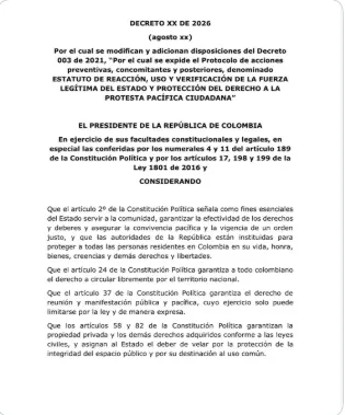 Borrador de decreto está planteando cambios para regular las manifestaciones públicas en Colombia