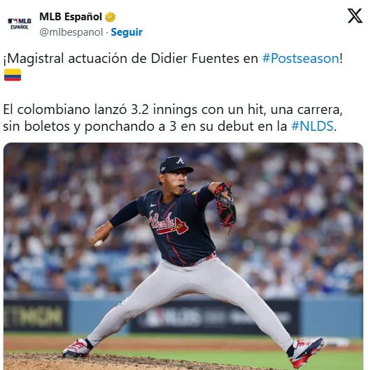 Cátedra de picheo en el Dodger Stadium, el colombiano Didier Fuentes brilla con luz propia en la postemporada