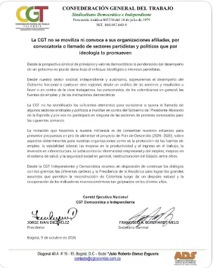 Confederación General del Trabajo descartó participar en la jornada de movilización
