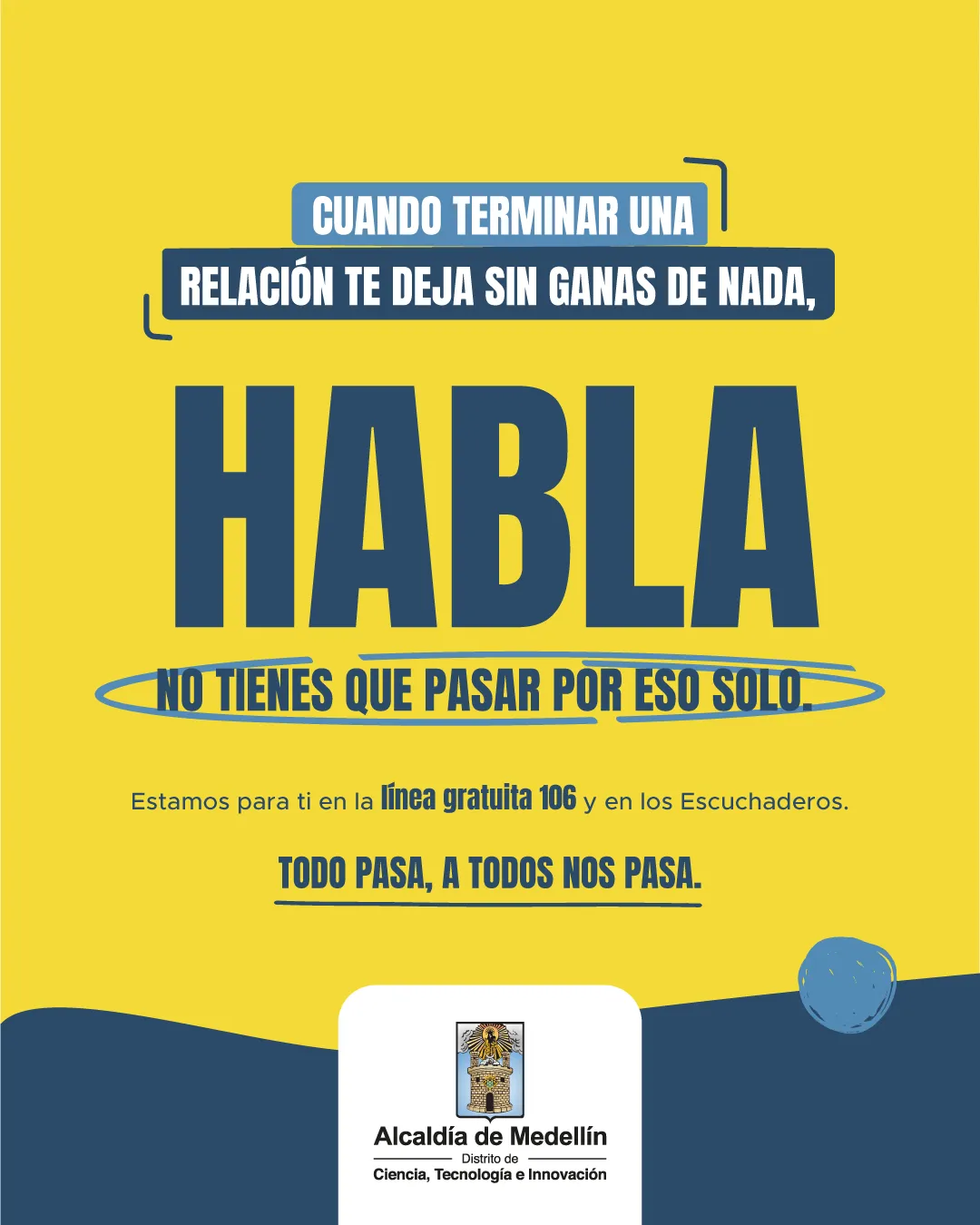 Medellín fortalece la atención integral en salud mental con la estrategia Habla, no tienes que pasar por eso solo