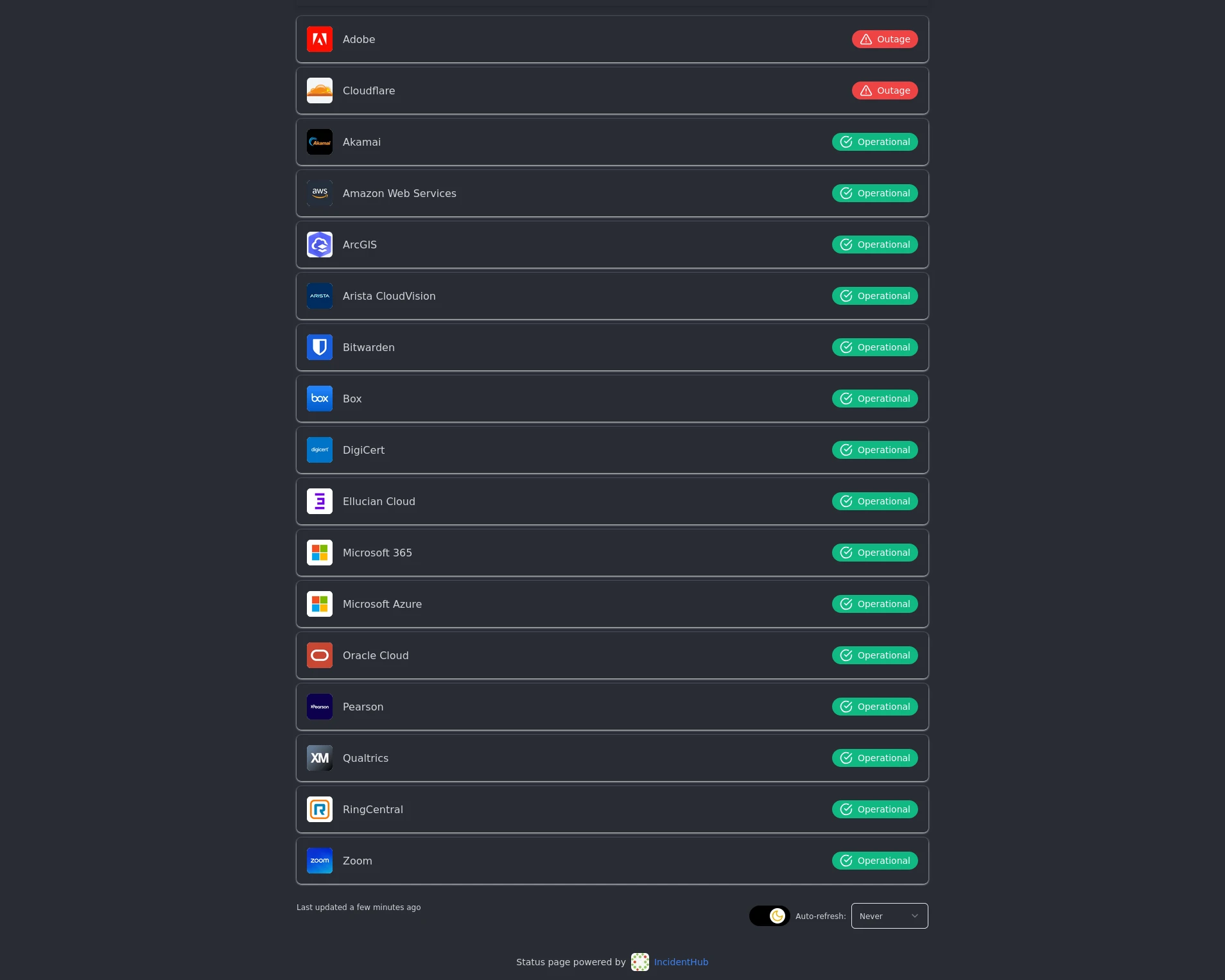 Aggregated status page