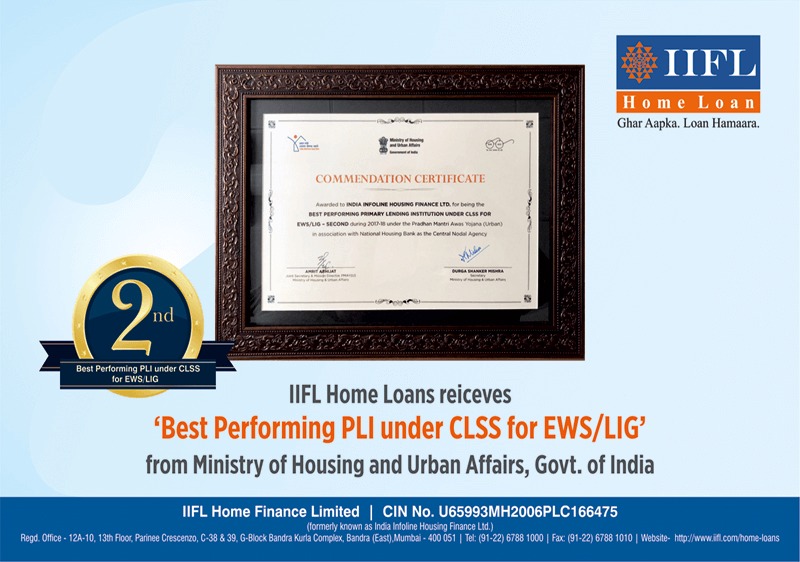 Best Performing Primary Lending Institution under CLSS for EWS/LIG - Second 2018