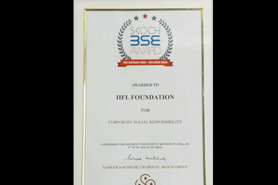 SKOCH BSE AWARD – ORDER OF MERIT FOR CSR