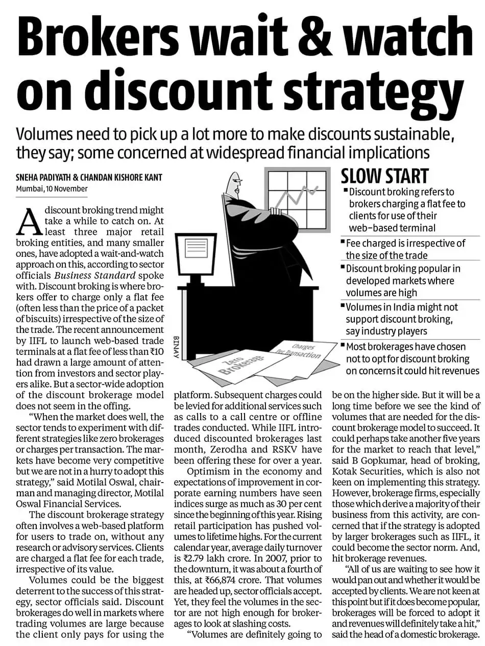 Brokers wait & watch on discount strategy