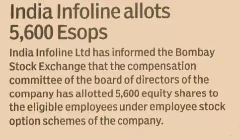 India Infoline allots 5600 Esops