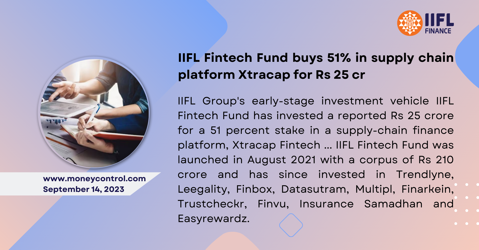 IIFL Fintech Fund buys 51% in supply chain platform Xtracap for Rs 25 cr