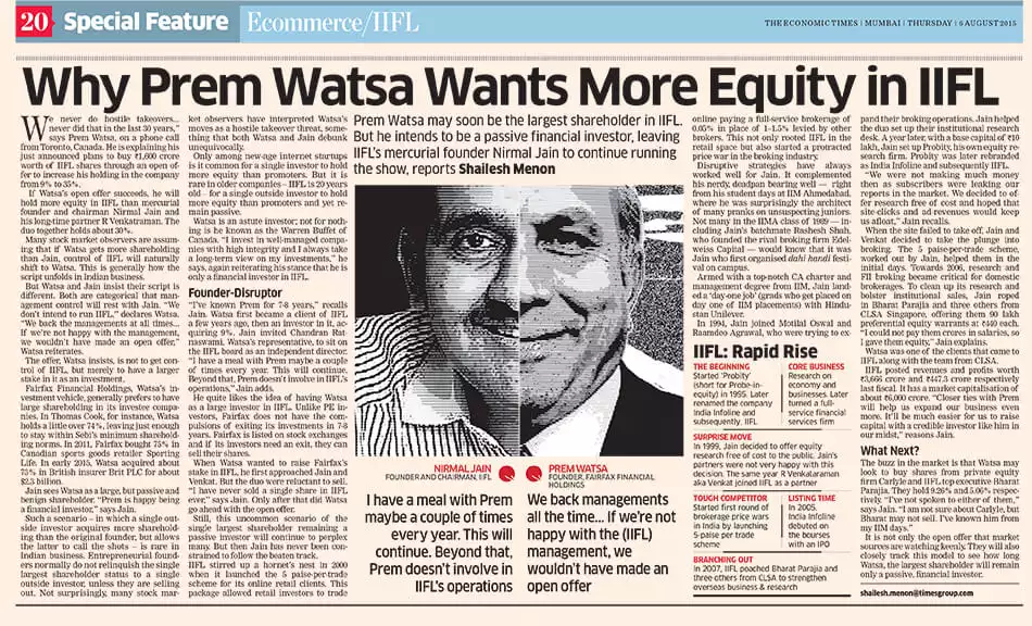 Why Prem Watsa Wants More Equity in IIFL