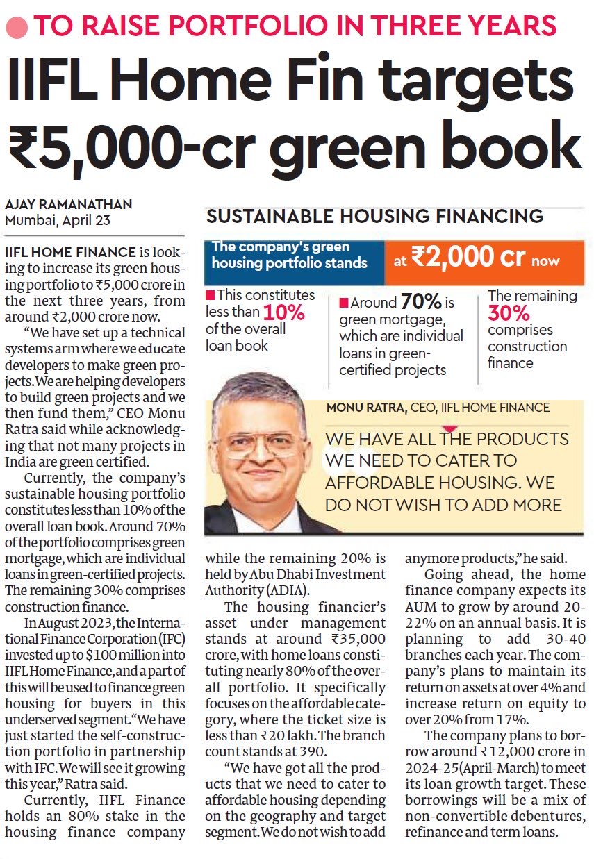  IIFL Home Finance targets ₹5000 cr green book