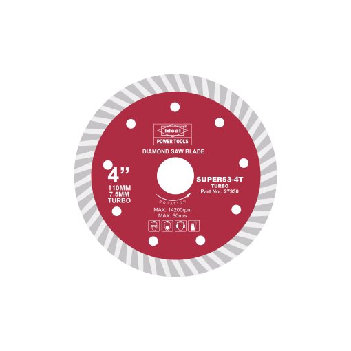 Ideal Diamond Saw Blade TURBO 4" ID "SUPER53-4T RED"