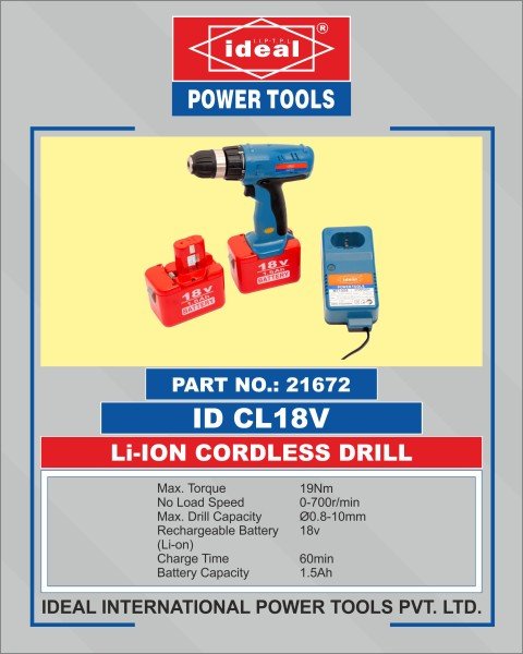 Ideal Cordless Drill IDCL-LI-ION-18V