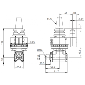 Holdwell AHL-BT30-A1.55G Light Angle Head