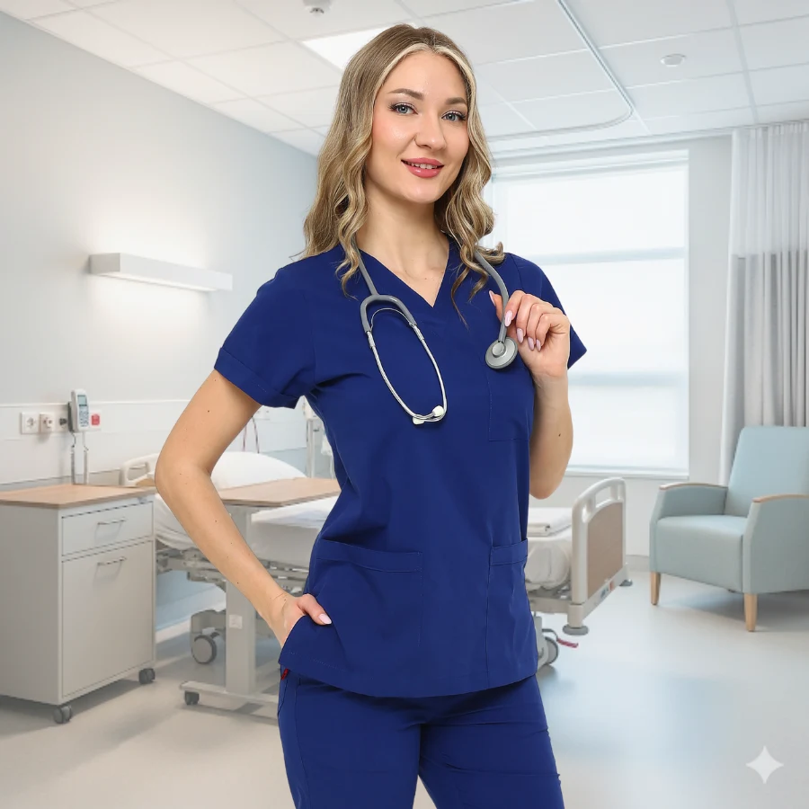 İkon Sax Mavi Doktor Hemşire Likralı Takım - 2