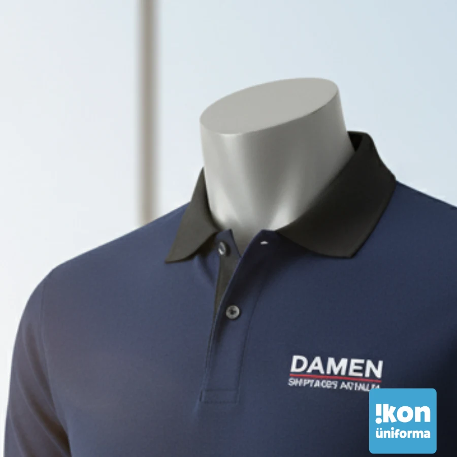 Polo Yaka Lakost Tişört Lacivert (Yaka ve Kol Bandı Detaylı) - 2