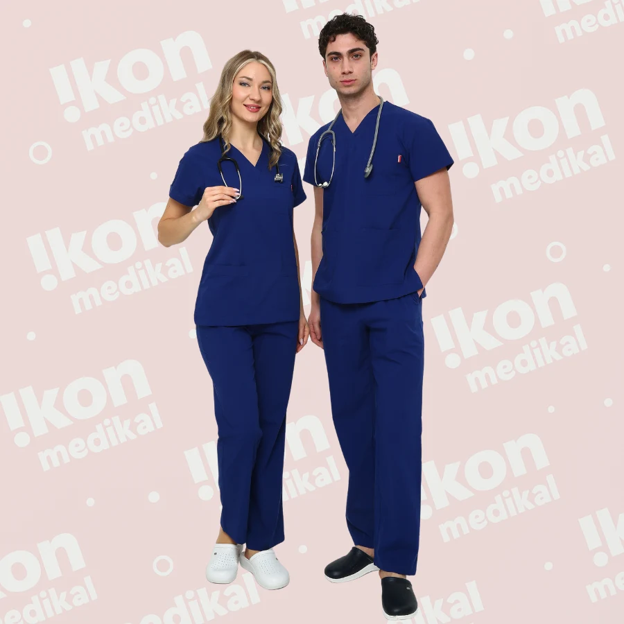 İkon Lacivert Doktor Hemşire Likralı Takım