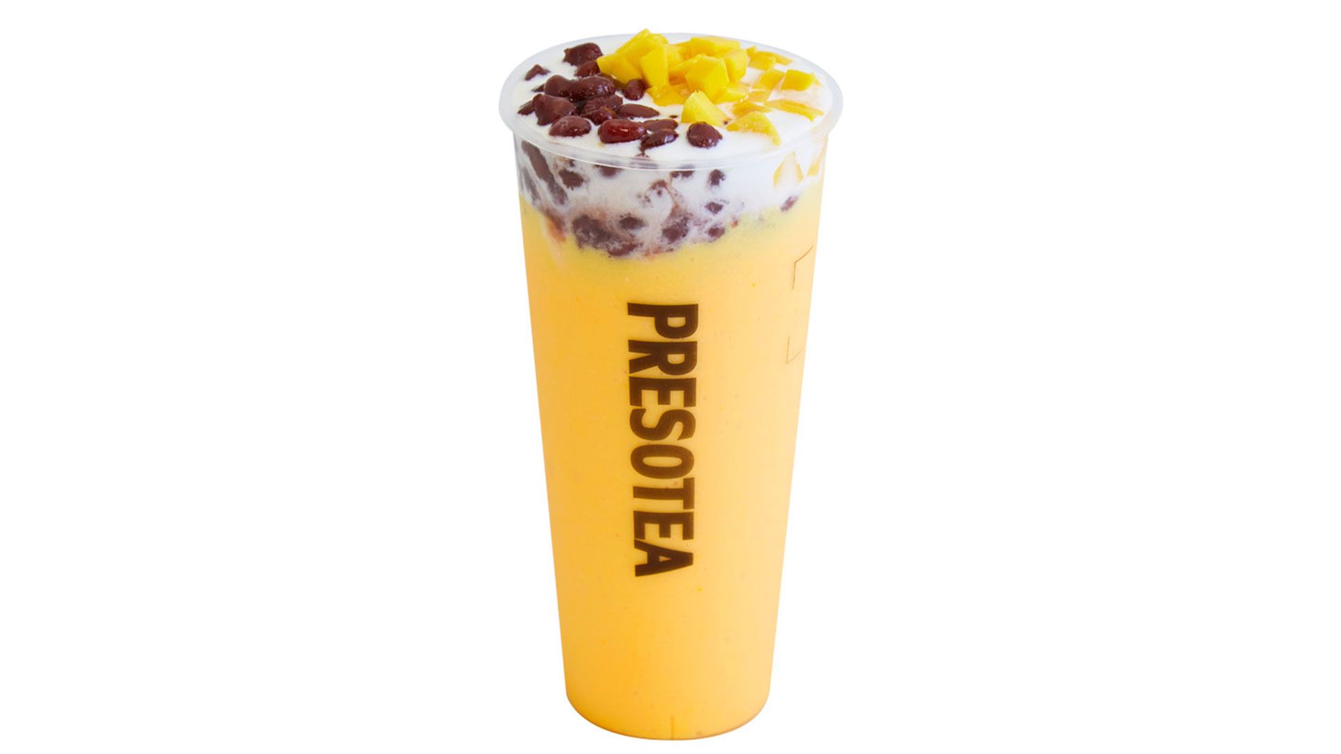 Frappé glacé mangue fraîche, avec lait de coco et fèves rouges / Fresh Mango Coconut Slush with Red Bean