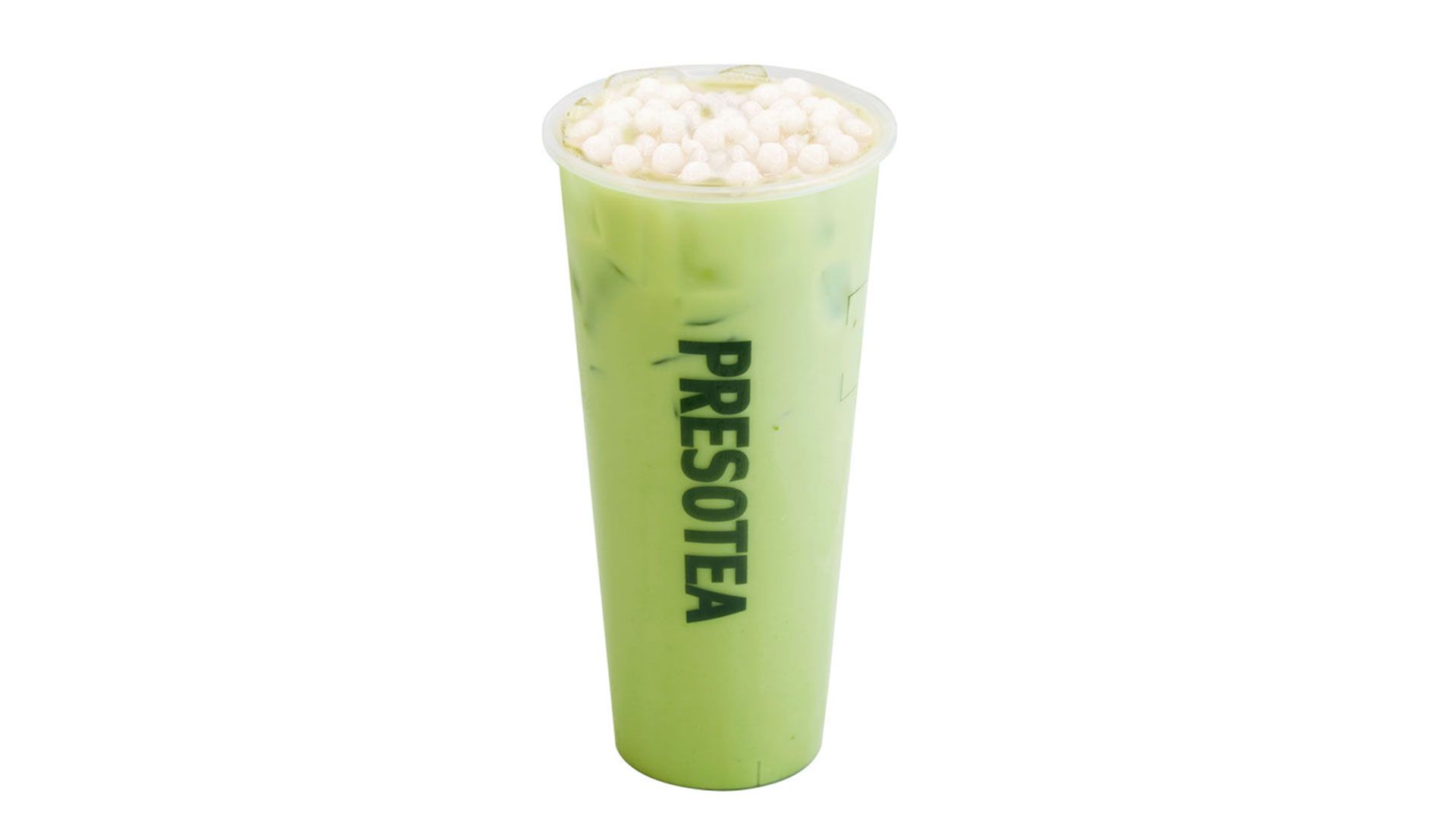 Thé au lait Matcha avec perles de tapioca blanches / Matcha Milk Tea with White Pearl