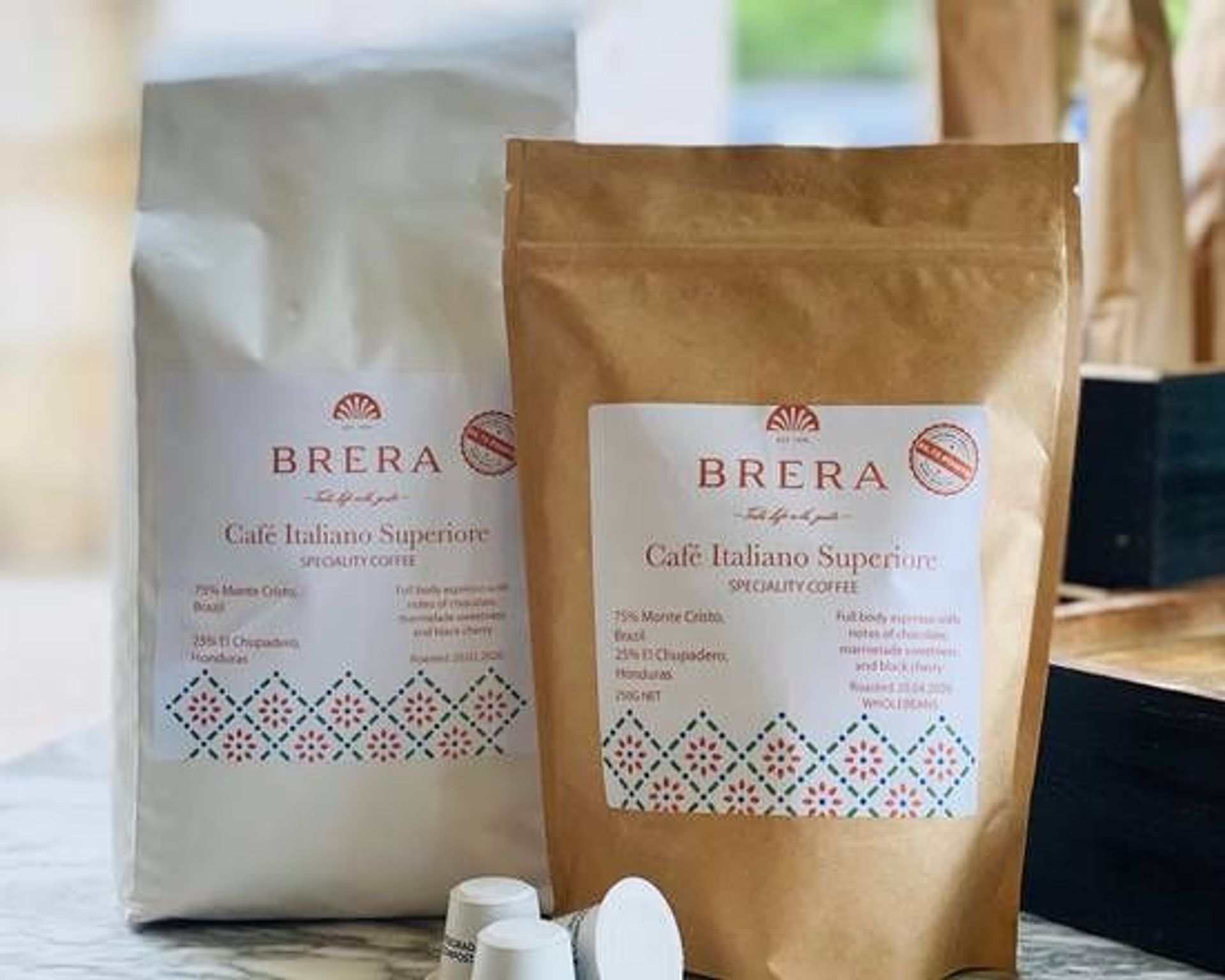 Brera coffee beans 1 kilo bag.