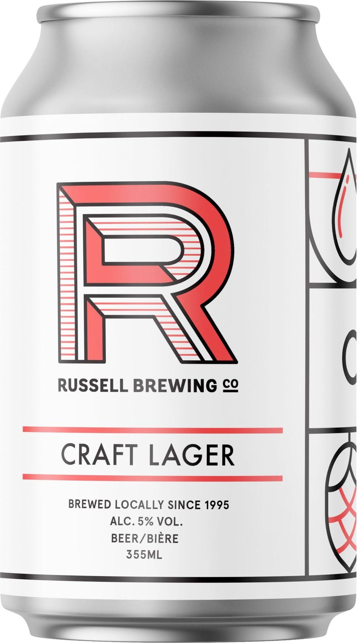 Russell Brewing CRAFT LAGER, 355ml beer can , (5% ABV)