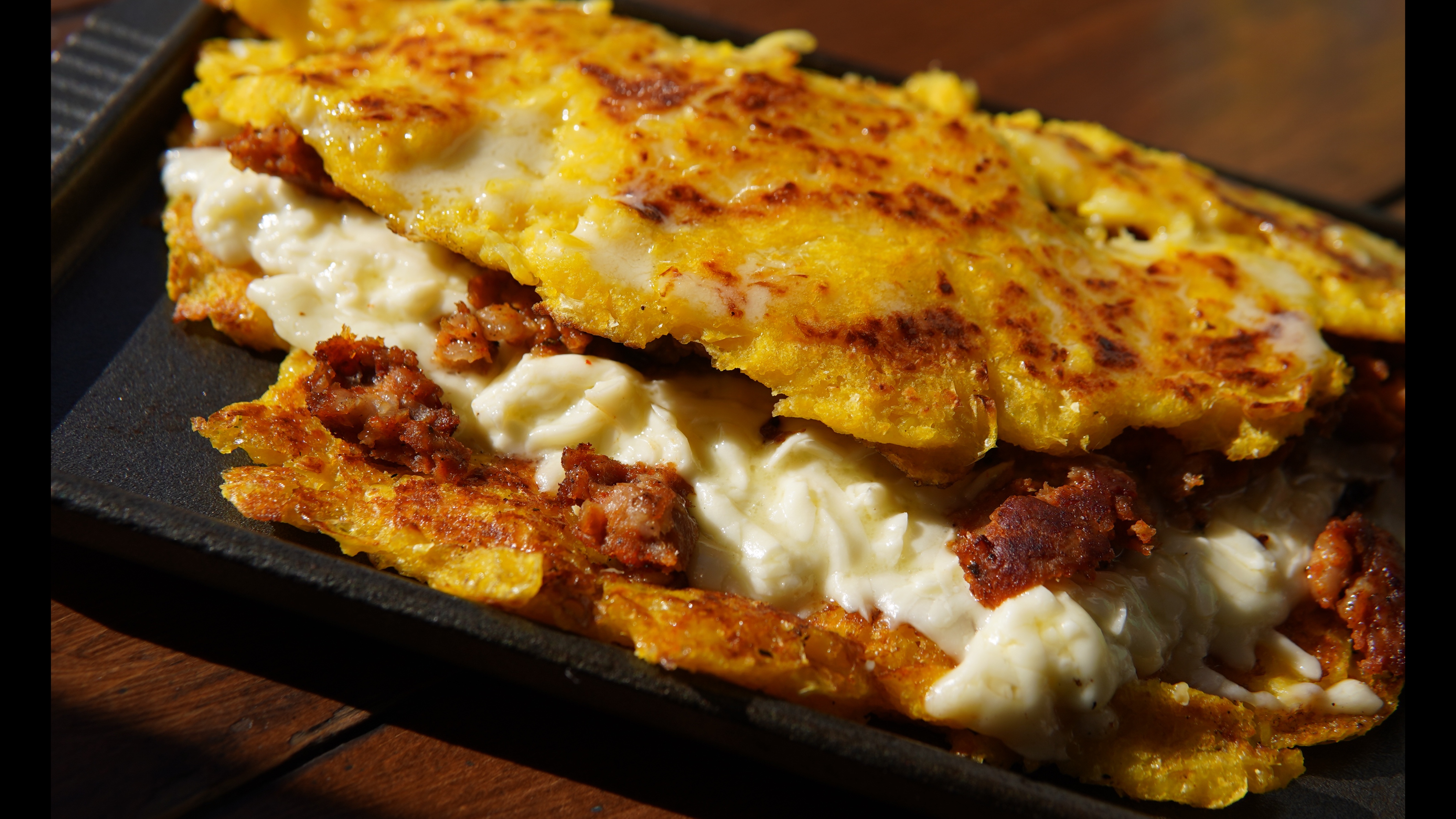 Cachapa con Queso (ground corn pancake. Delicious!) GF