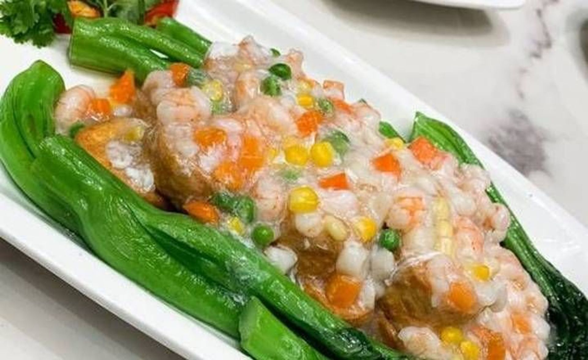 海皇玉子豆腐 , Braised Egg Tofu w/ Minced Seafood E21