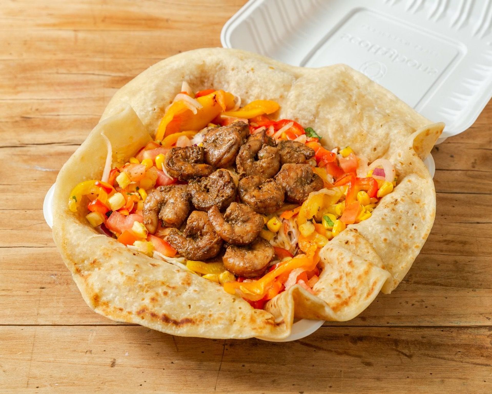 Jerk Shrimp Roti