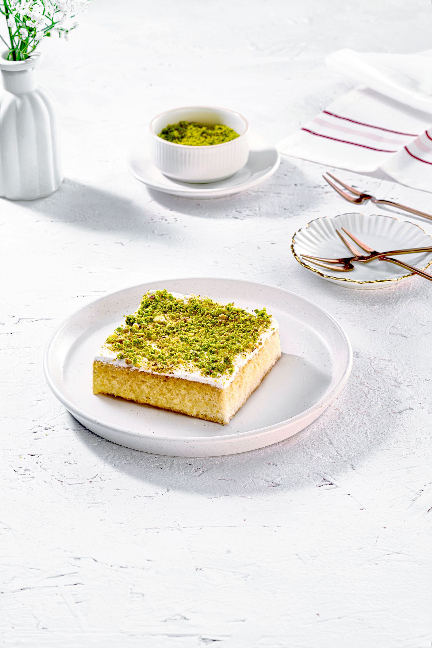 Homemade Pan Tres Leches Pistachio