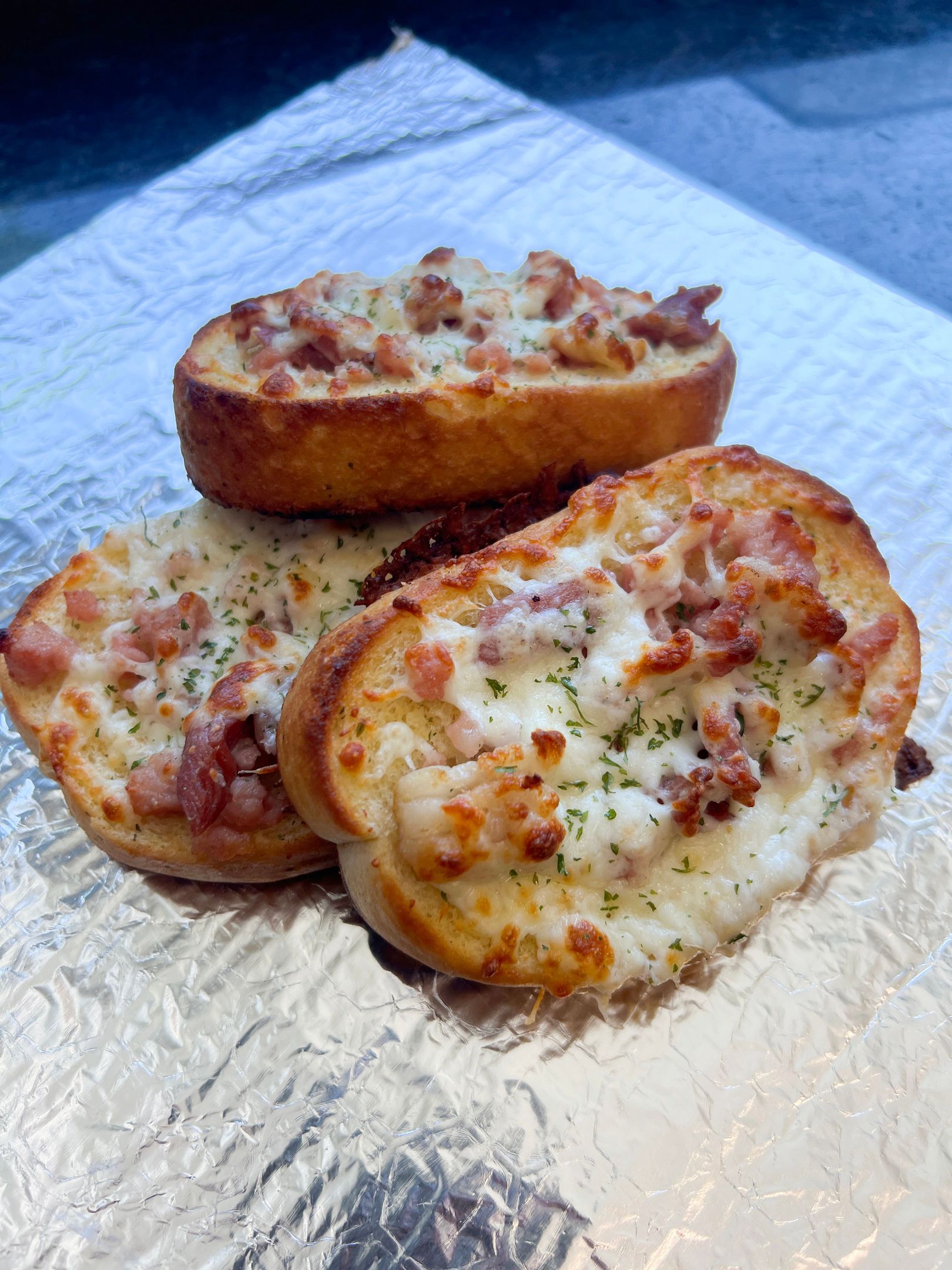 Double Bacon Cheese Garlic Bread