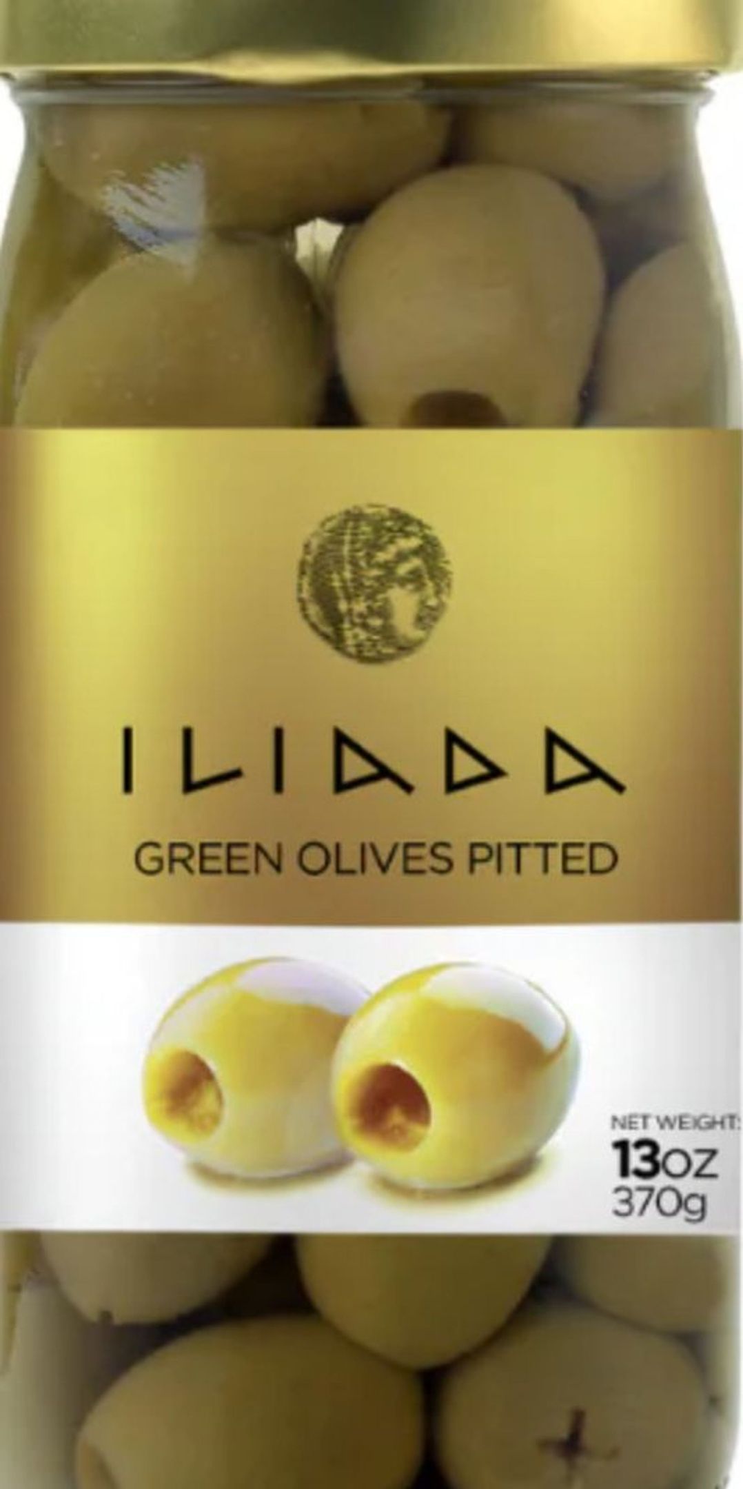 Green Olives Pitted Glass Jar 370 g