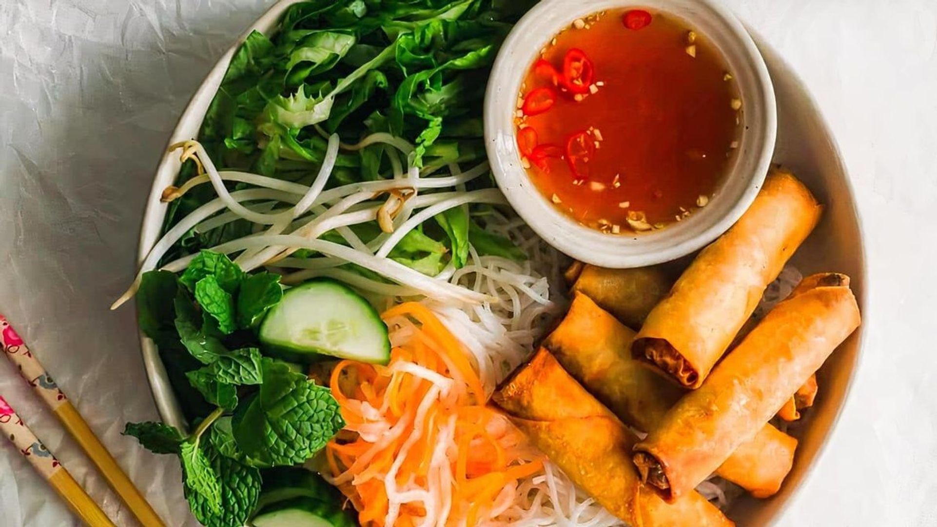 #54 - Vermicelli with Vegetarian Spring Rolls and Fresh Vegetables
