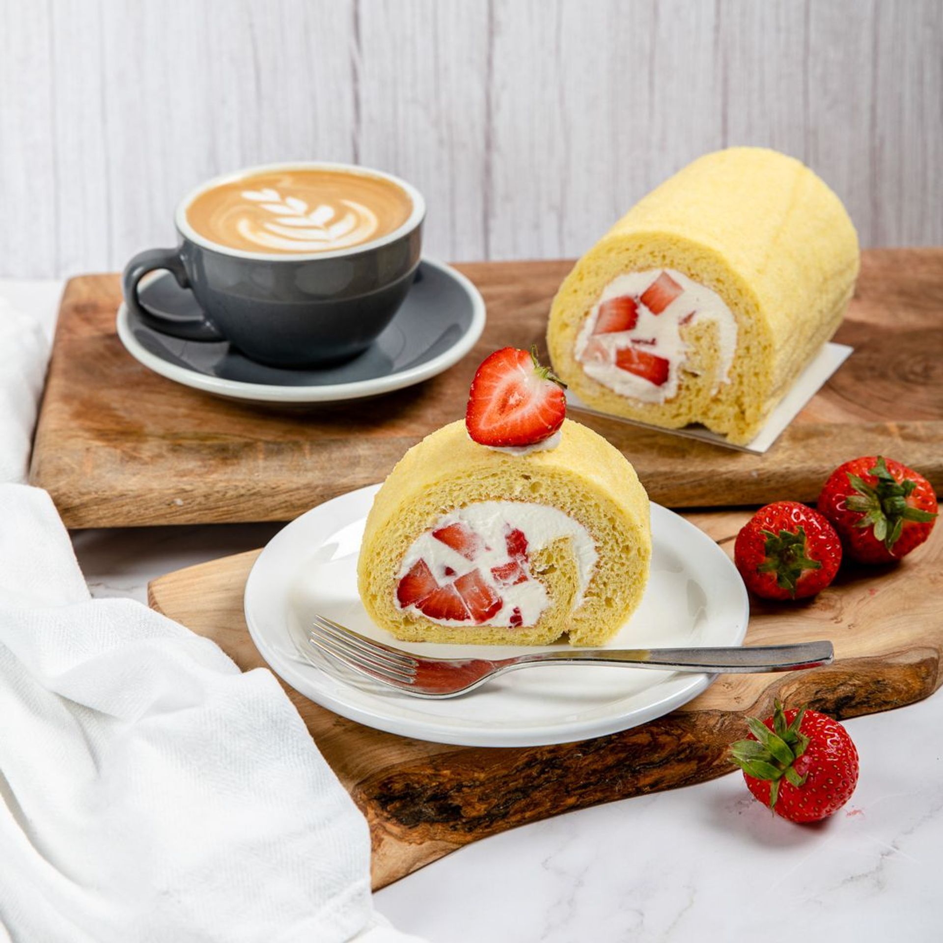 Strawberry Roll Cake Slice