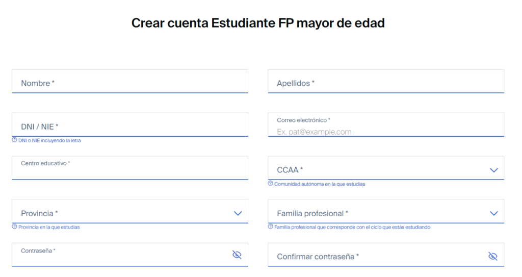 Configura tu perfil en FP Conecta