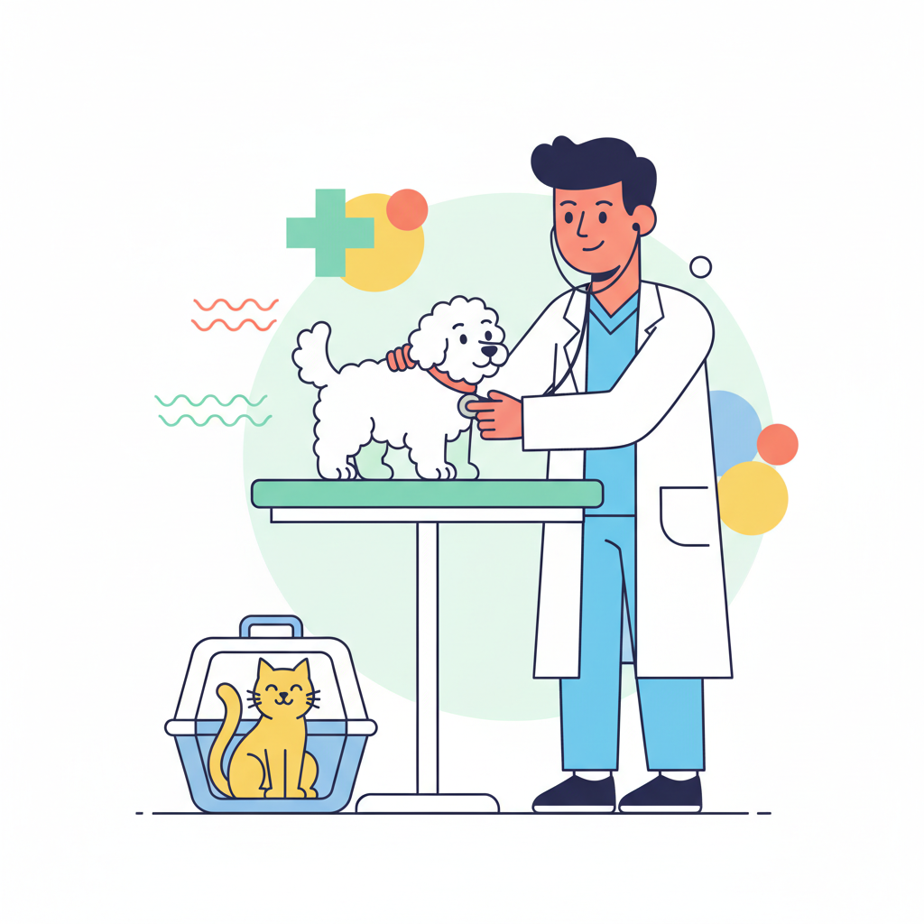 a veterinarian examining a pet - AI generated illustration