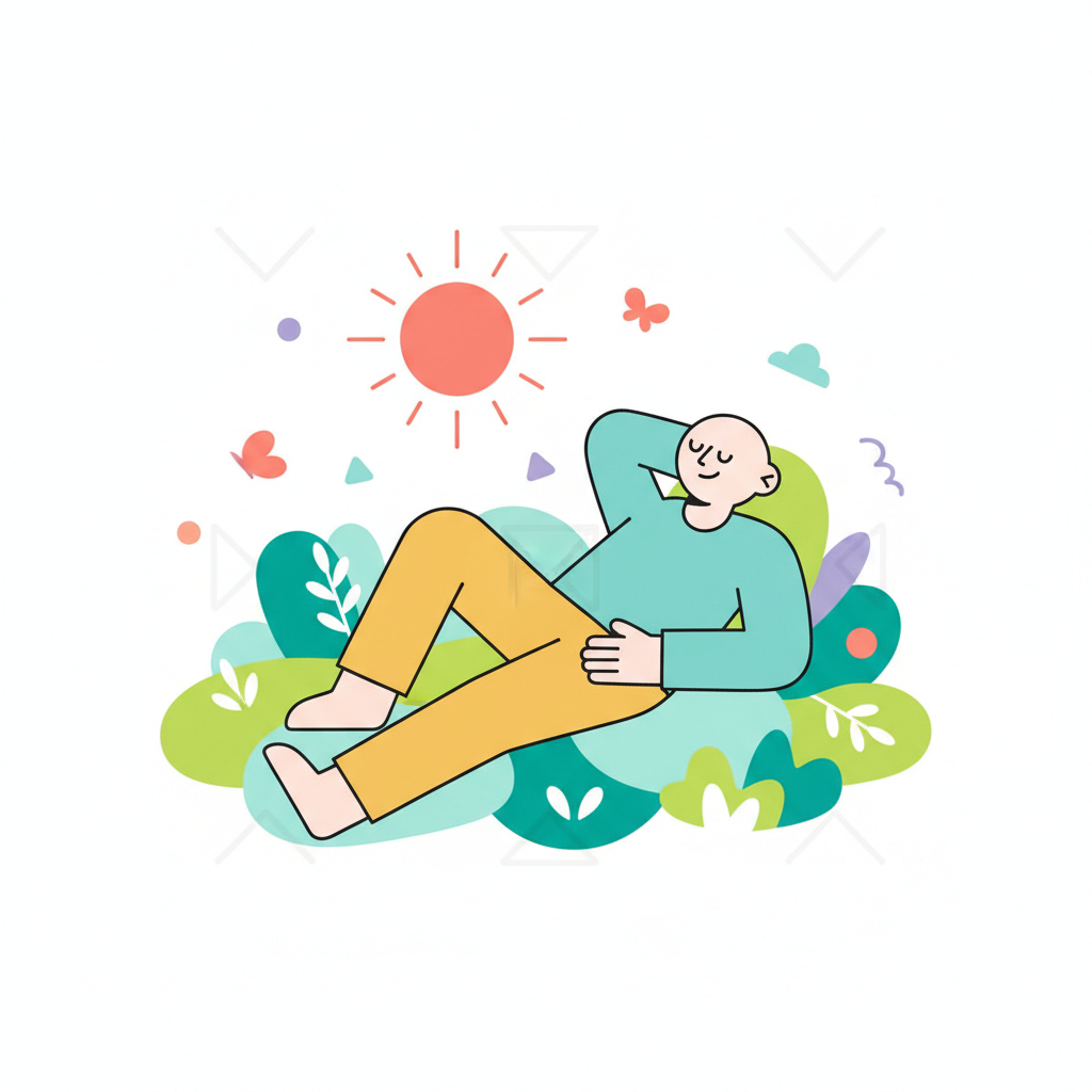 a person lying on the grass - AI generated illustration