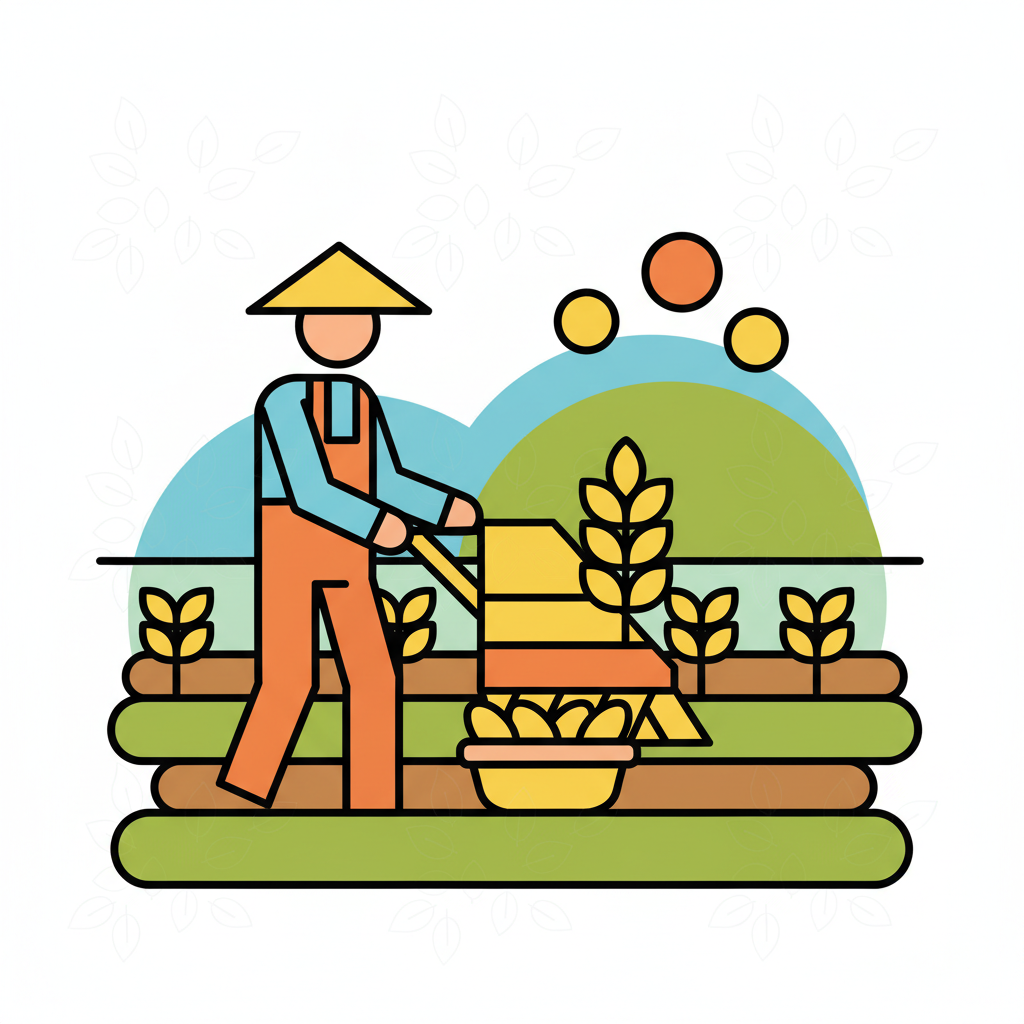 a farmer harvesting crops - AI generated illustration