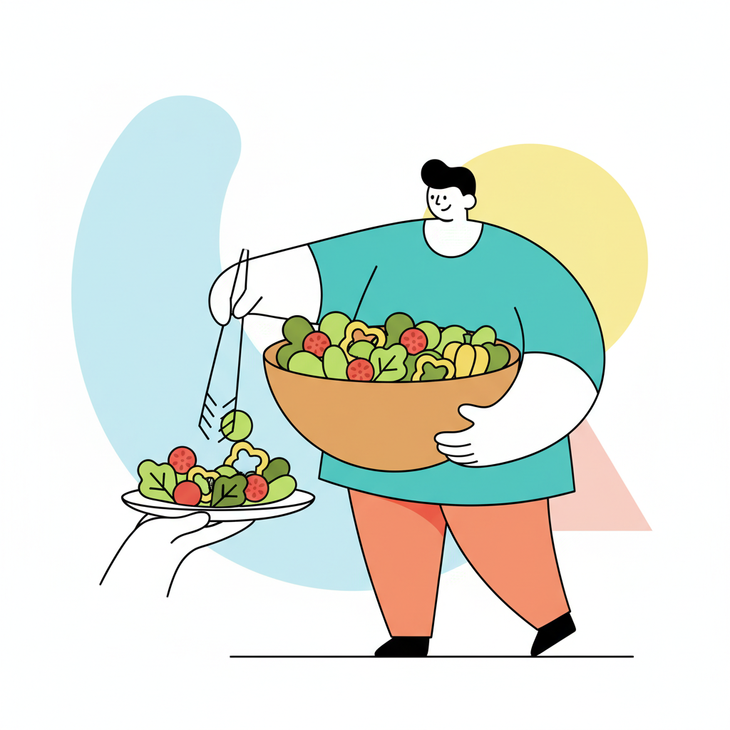 a person serving salad - AI generated illustration