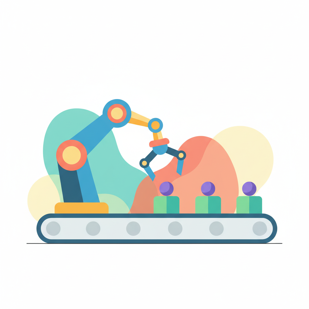 a robot arm assembling products - AI generated illustration