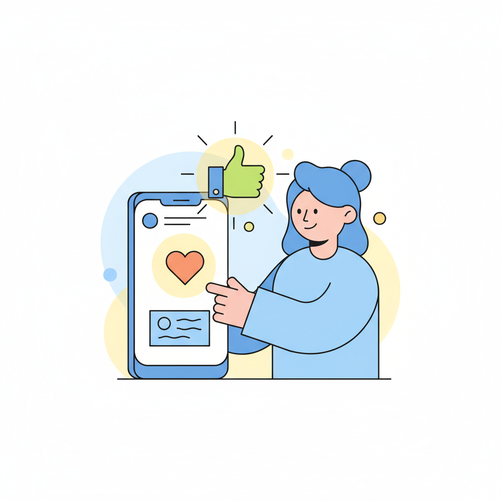 a person liking a post - AI generated illustration