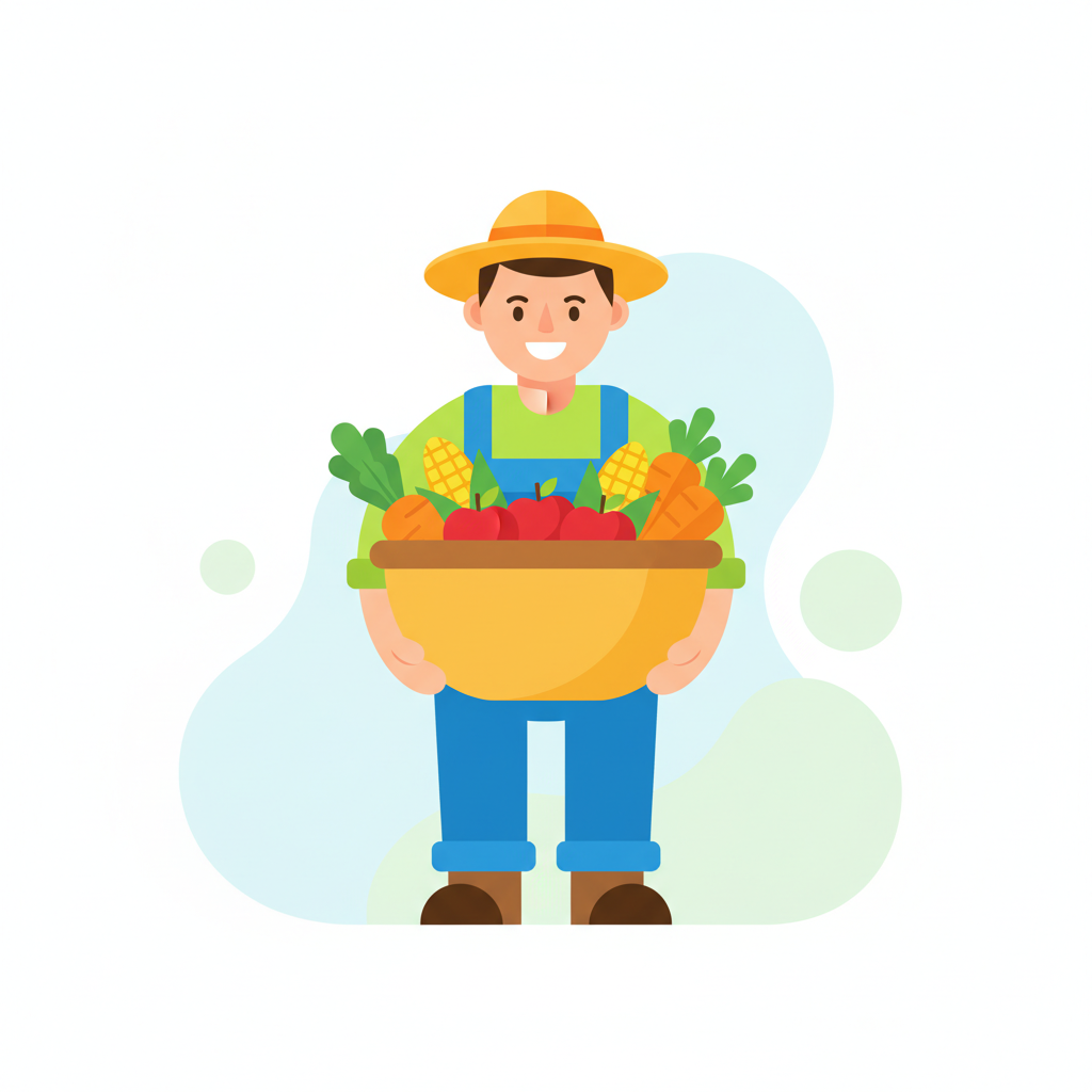 a farmer carrying fresh produce - AI generated illustration