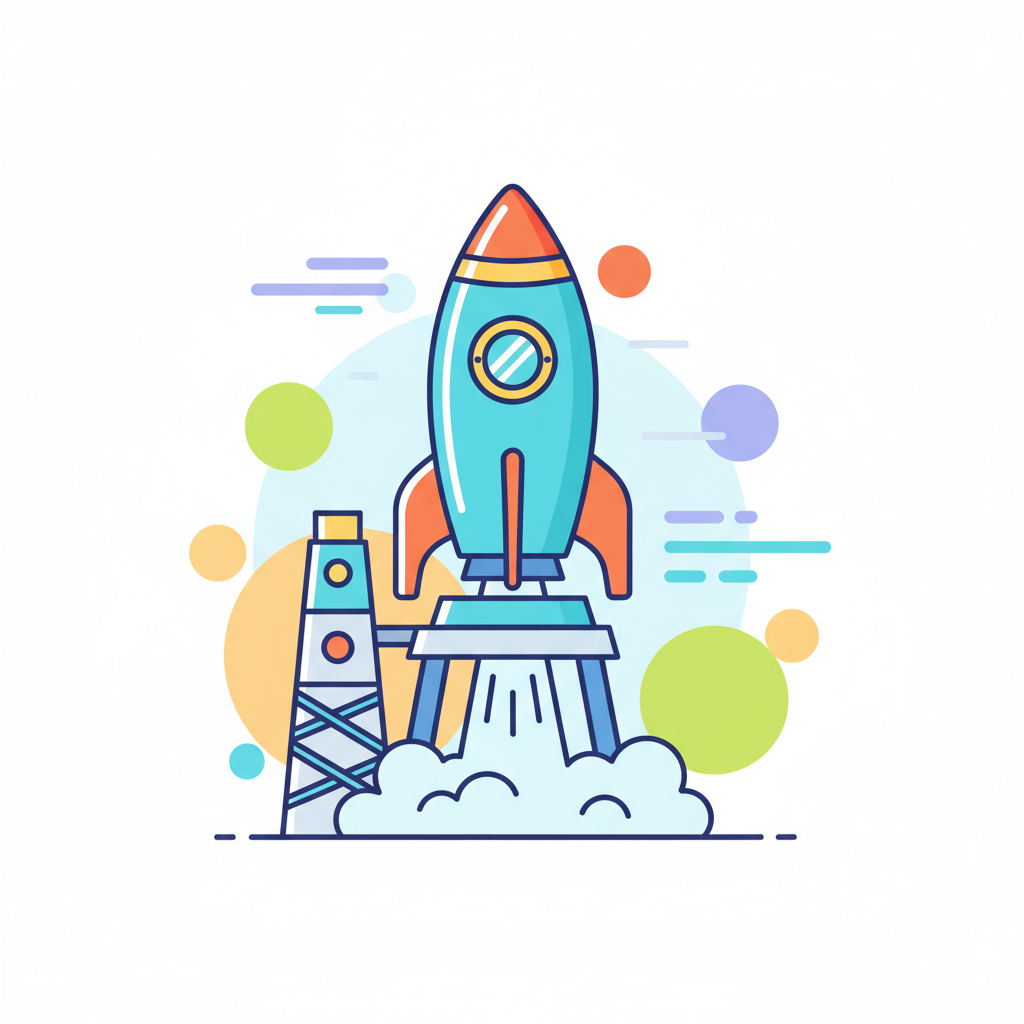 a rocket on a launch pad - AI generated illustration