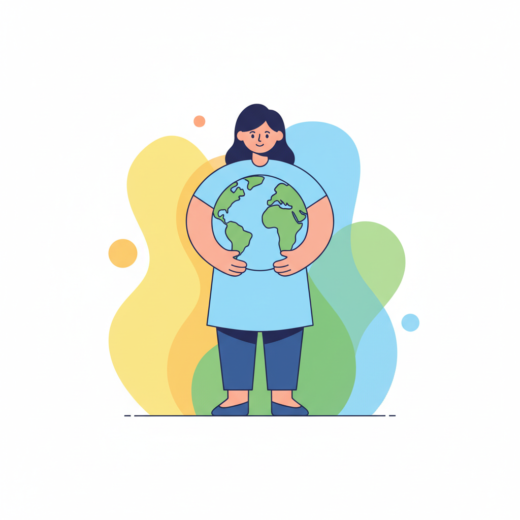 a teacher holding a globe - AI generated illustration