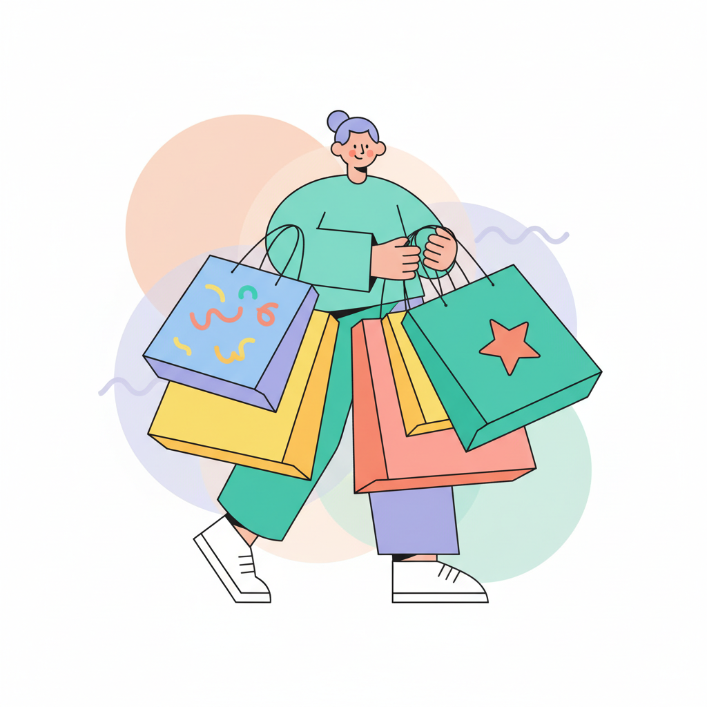 a shopper holding multiple bags - AI generated illustration