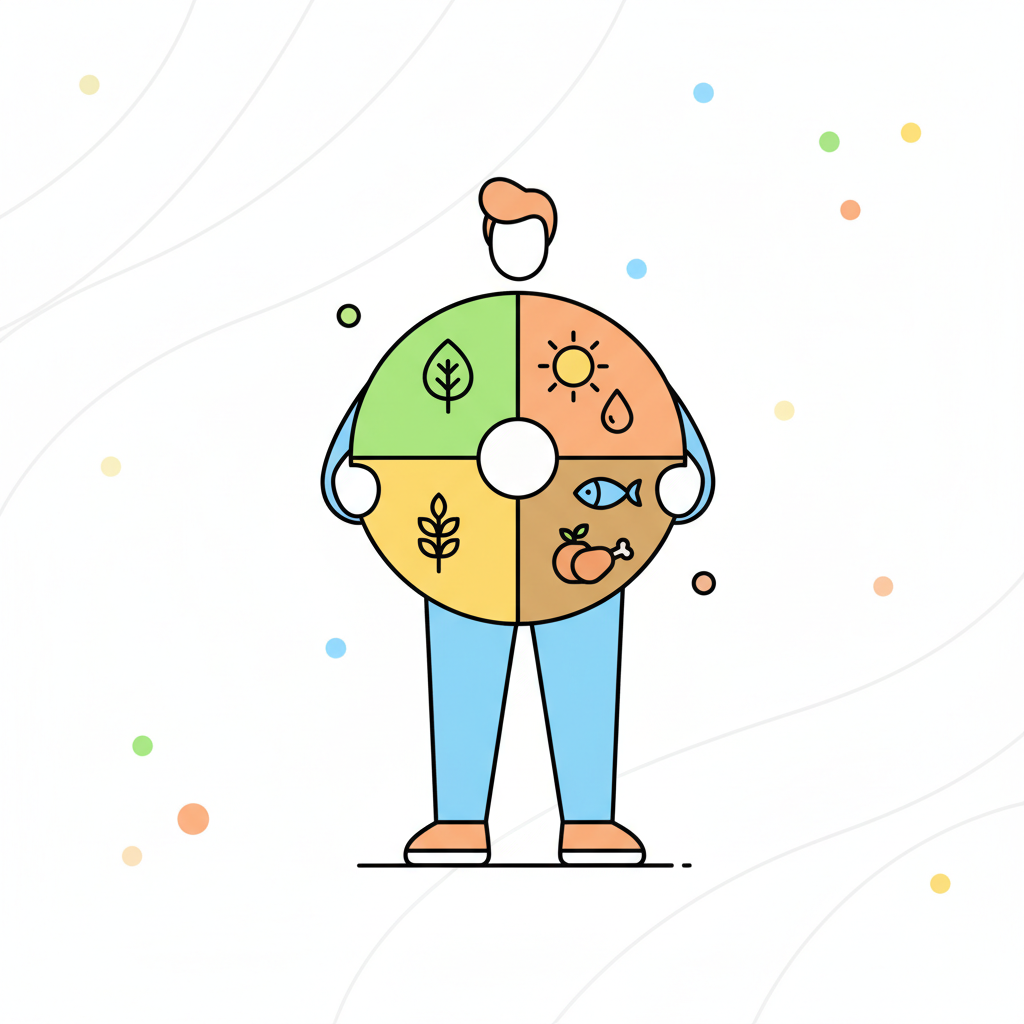 a person with balanced diet chart - AI generated illustration
