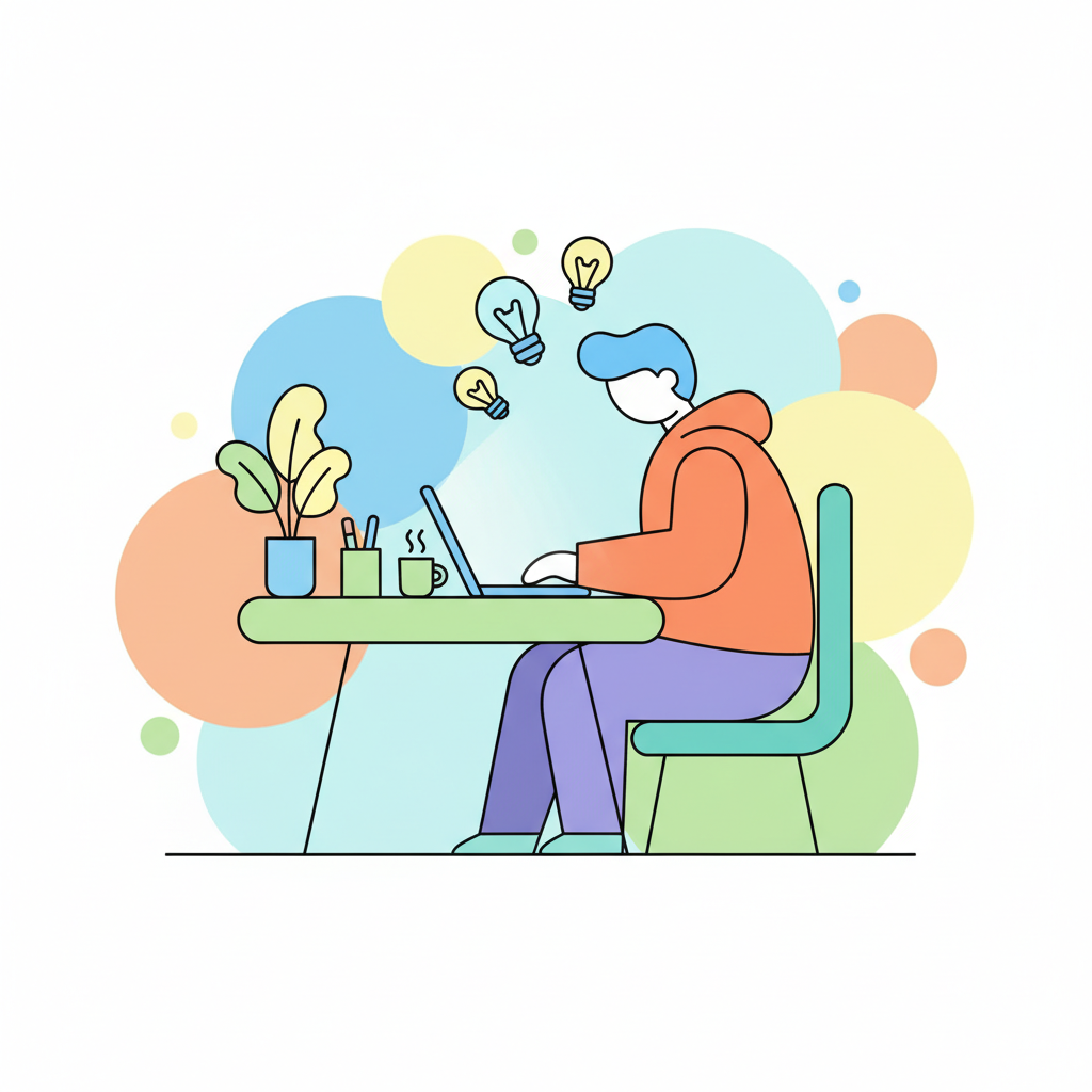 a person working late at desk - AI generated illustration