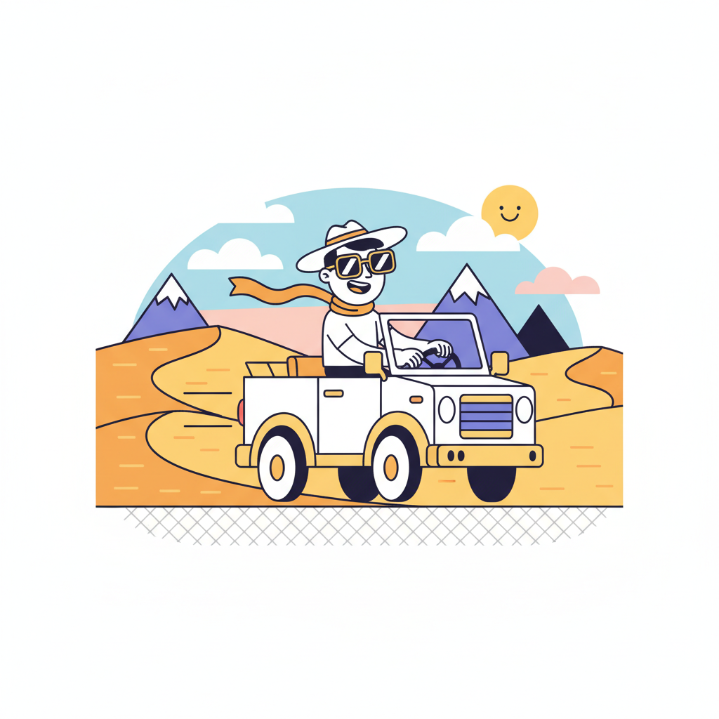 a tourist on a desert safari - AI generated illustration