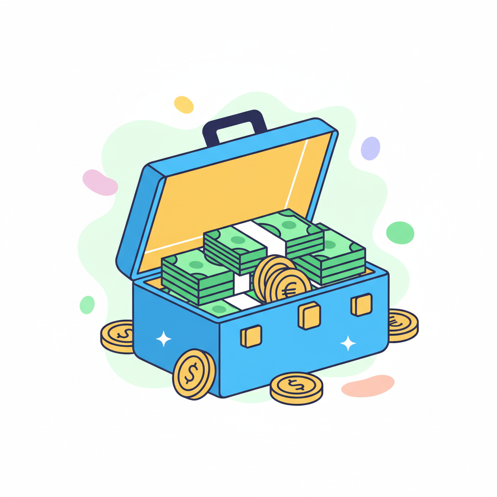 a briefcase with money - AI generated illustration